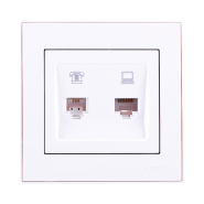 Розетка Lezard RAIN компьютерная + телефон, белая, 703-0288-143