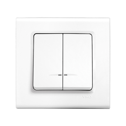 Вимикач 2 кл. з підсвідкою VIKO LINNERA, 90400050, білий - 1