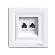 Розетка компьютерная 2-я RJ45 кат.6 Schneider Electric ASFORA, белая, ЕРН4800121