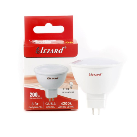 Лампа светодиодная Lezard, 3 Вт, 4200K, GU5.3 220 В, MR16 - 1