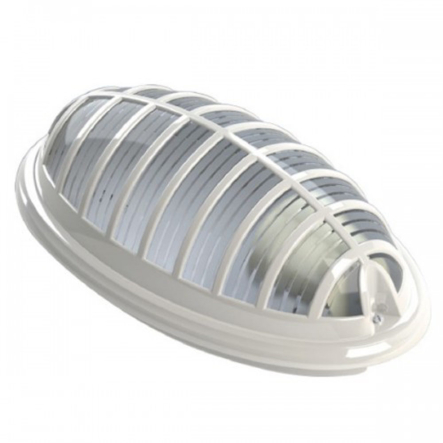 Світильник пластиковий HOROZ AQUA з решіткою, Е27, ІР54, білий, 400-000-111 - 1