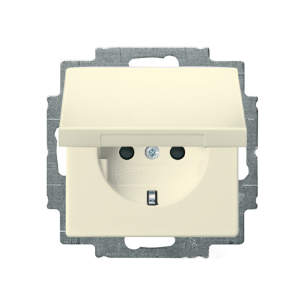 Розетка с заземлением и крышкой ABB Basic 55, 20 EUK-92-507, слоновая кость - 1