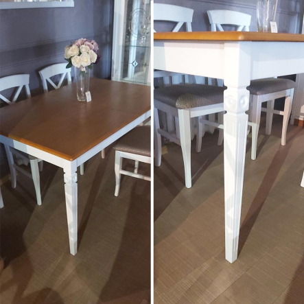 Стол обеденный Мебус Марсель 1400 (+400)х900х775 мм, дуб, пломбир/51 S