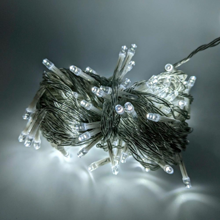 Гирлянда LED VELMAX V-SSL линейная 10 м, 100 LED, 7500К, IP65, с блоком питания, прозрачный кабель, 21-54-28 - 1