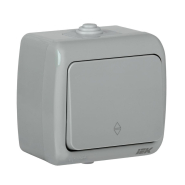 Выключатель проходной IЕК AQUATIC 1-клавишный открытой установки, 10А, IP54, EVA12-K03-10-54