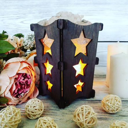 Соляной светильник «Корзина «Звезды» 1кг