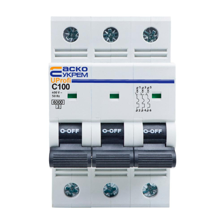 Автоматичний вимикач АСКО-УКРЕМ ВА UProfi 3р, 100А C, 6kА, A0010210122 - 1