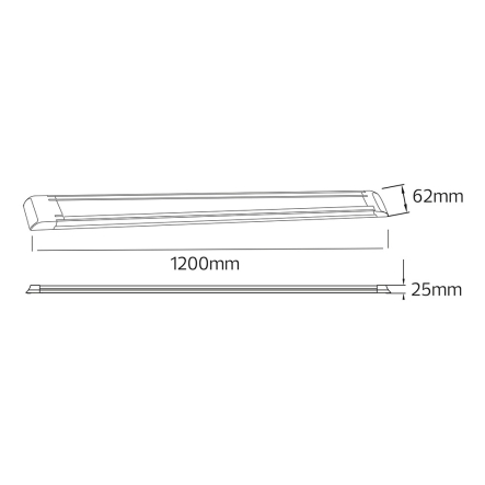 Светильник линейный LED HOROZ GAMA-60, 60W, 1200мм, 7000К, 6500Lm, чёрный, 052-006-0120-060