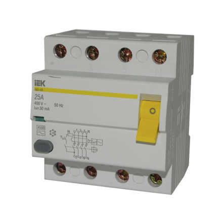 Пристрій захисного вимкнення УЗО IEK ВД1-63, 4p, 16A/30мА, MDV10-4-016-030 - 1