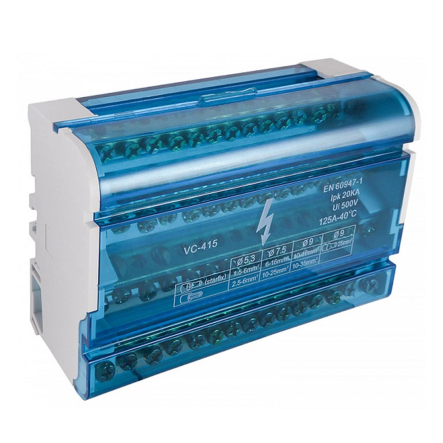 Нулевая шина 4х15 в корпусе (4 бруска по 15 отверстий), АСКО-УКРЕМ, A0150120022 - 1