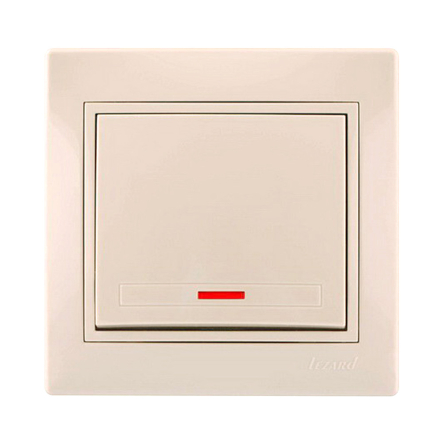 Выключатель Lezard MIRA одноклавишный, с подсветкой, крем, 701-0303-111 - 1