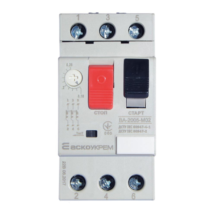 Автоматический выключатель защиты двигателя АСКО-УКРЕМ ВА-2005 М02, 0,16-0,25А, A0010050014 - 1